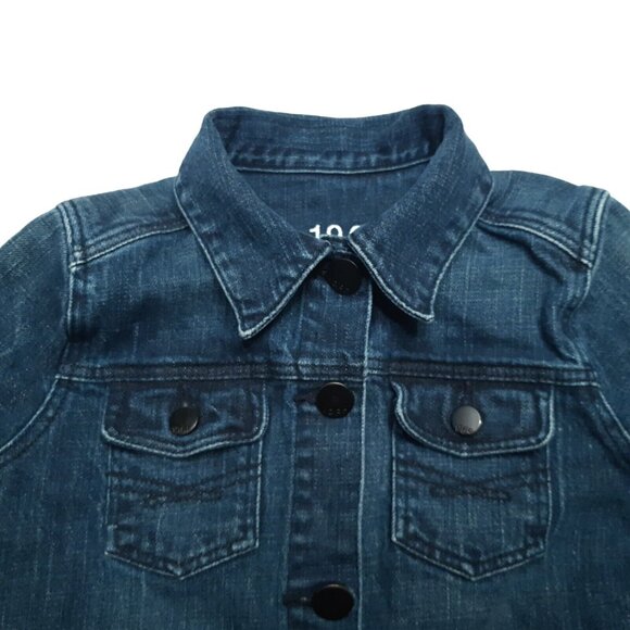 Gap Jacket Girls Medium Blue Kids 1969 Button Up Denim Pockets Dark Wash Stretch - Picture 8 of 15